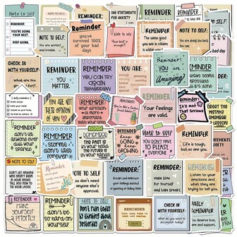 50张励志自我肯定贴纸 - 可重复使用的乙烯基贴纸，适用于手机、笔记本电脑、行李箱等 - 青少年和成人皆宜