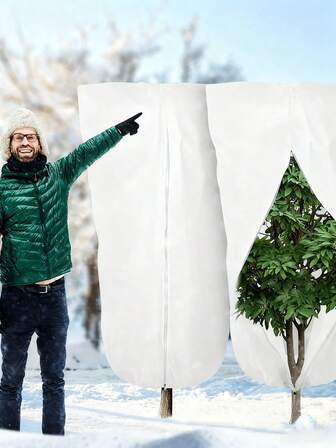 Winter Plant Cover With Drawstring Zipper Windproof, Breathable Frost Protection For Trees Shrubs, For Season Extension Frost Protection,Sun, Bird , Insect Guard Easy On Drawstring Design