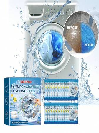 jakehoe Washing Machine Effervescent Tablets, Drum Washer Tub Cleaner, Removes Stains & Odors, Leaves Fresh Scent