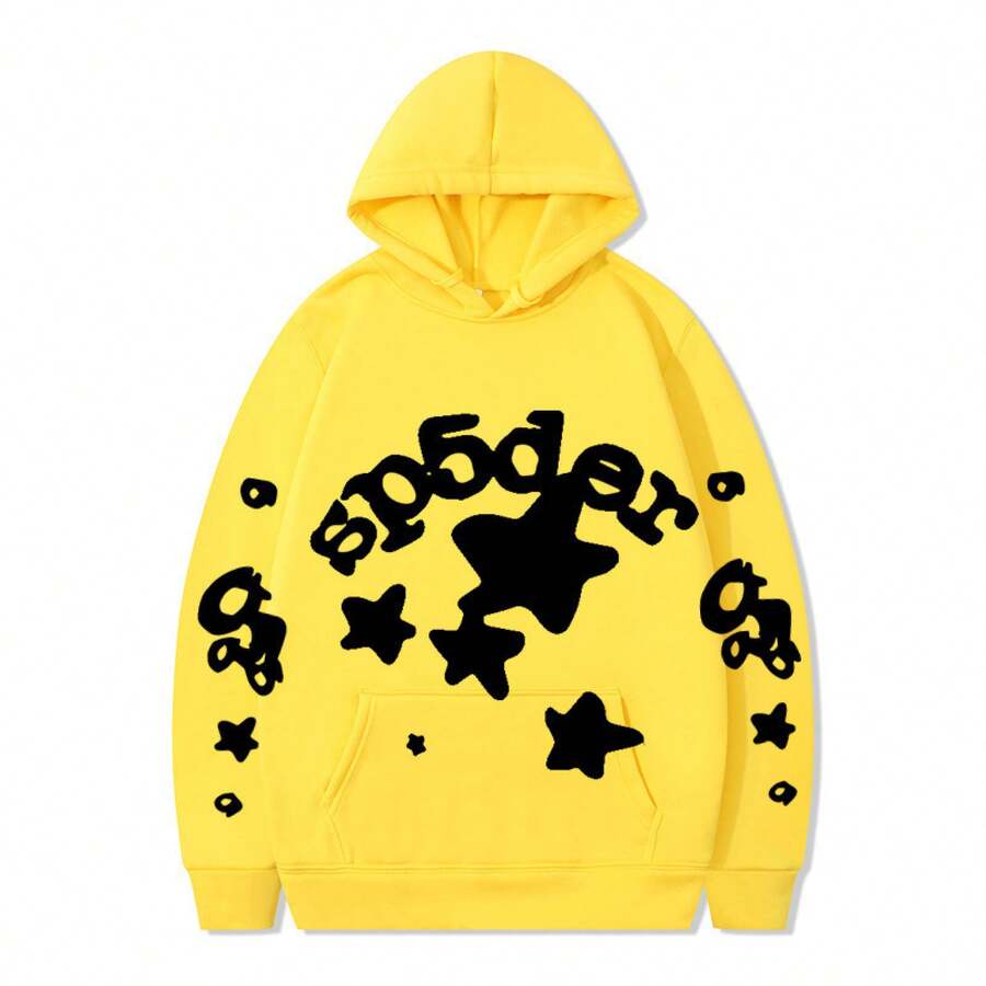 SPSDER Letter Hoodie Couple Spider Web Sweatshirt Top Sweatshirt - 3 - Xem 1