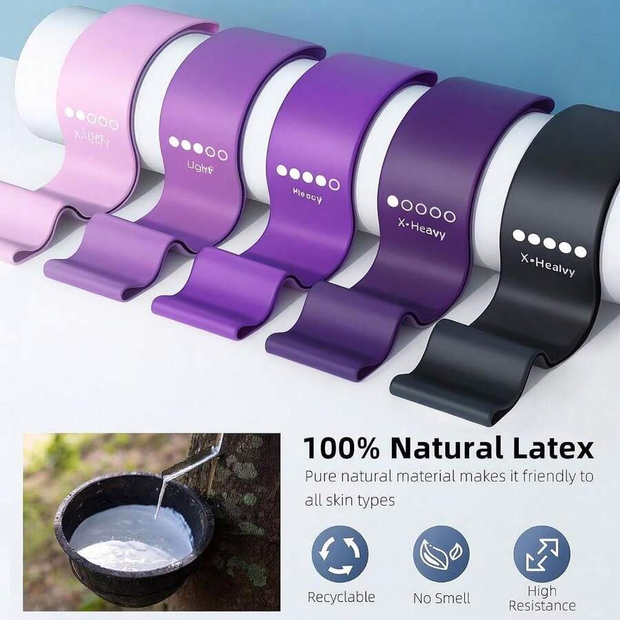 【限定】ReFaiz トレーニングチューブ 筋トレチューブ フィットネスチューブ エクササイズバンド レジスタンスバンド 5本セット 強度別 筋力トレーニング 自宅ジム ホームジム 全身運動 ダイエット 宅トレ 収納袋付 2025 - パープル - チェックする 1