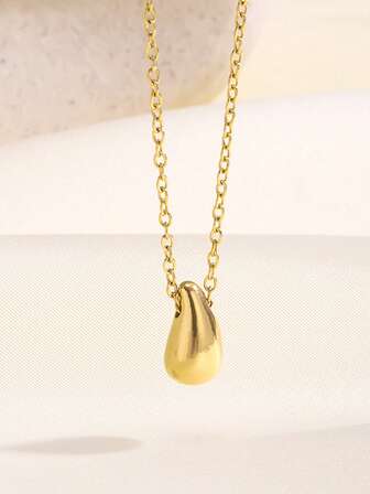 极简金色水滴吊坠项链，适合女孩、学生、女朋友的颈链