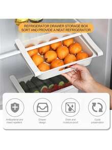 Organizer Dapur Gantung, Kotak Penyimpanan Telur dan Buah untuk Kulkas, Laci Penyimpanan Makanan, Aksesoris Dapur, Rak Organizer Kulkas - Putih - View 4