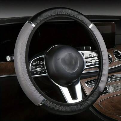 15inch Foam Leather & Metal Bar Car Steering Wheel Cover, Elastic Band Without Inner Ring