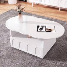 Coffee Table, Cloud-Shaped Coffee Table With Drawers And Storage Compartments. - White - View 1