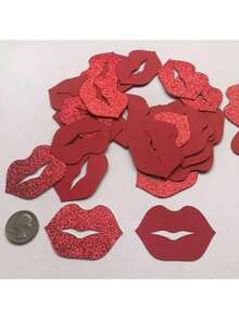 100pcs Assorted Shiny Lip-Shaped Confetti Decorations, Suitable For Birthday Party, Bachelorette Party, Wedding, Celebration, Birthday, Valentine's Day, Mother's Day - Multicolor - View 5