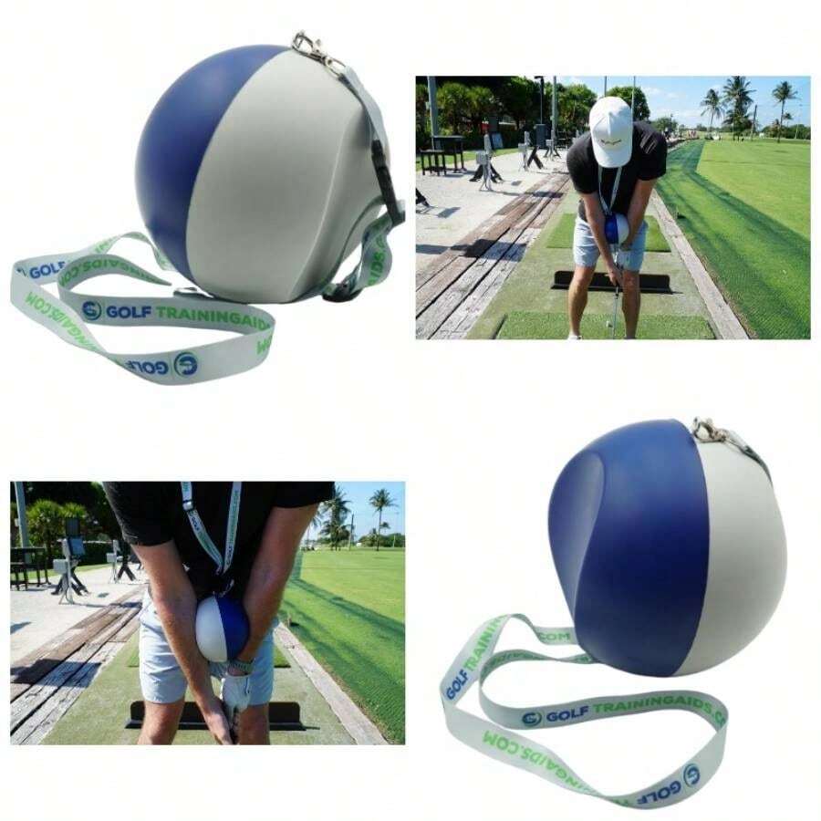 Compression Ball - Swing Trainer U2013 Forearm Connection Aid Impact Position U2013 Fix Chicken Wing, Improve Tempo, Backswing Ball Striking U2013 Soft Foam - Xám/Xanh lam - Xem 1