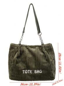 Túi Tote Đeo Vai Thanh Lịch Cho Nữ Chất Liệu Vải Nhung Nhung Phong Cách Châu Âu Cổ Điển - màu xanh lá - Xem 2