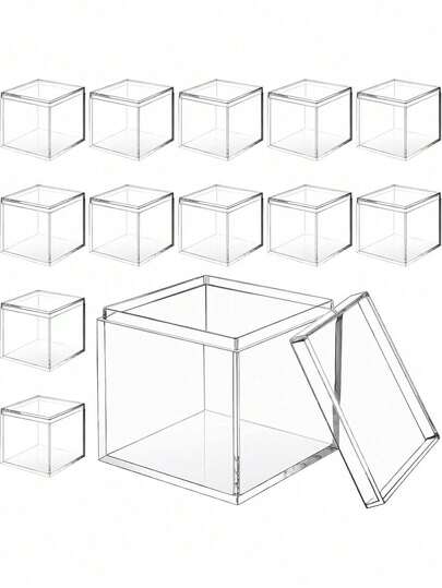 12/6pcs Transparent Plastic Storage Boxes With Lids - Suitable For Birthday/Wedding Decorations, Small Jewelry Display And Storage