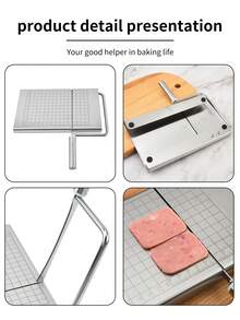 1 pieza Cortador de queso, cortador ajustable de alambre de acero inoxidable para cortar en rodajas gruesas, cortador de jamón y queso, cortador de queso de metal con mango ergonómico, adecuado para bloques de queso, utensilios de cocina.