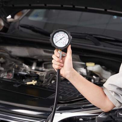 Comprobador de compresión de motor diésel, kit de herramientas de prueba de presión de cilindro de 18 piezas, con medidor y adaptadores de 0-1000 psi, cilindros de comprobación de probador de inyector diésel en camiones diésel, tractores, equipos