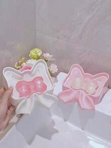 2pcs/1pc Bowknot Soap Dish, Draining Bathroom Vanity Organizer, Cute Non-Stagnant Water Soap Holder, Suitable For Hotel, Bathroom, Bedroom, Spa, Office,Gifts For Women,Christmas Gifts,Gift Ideas For Women - Multicolor - View 2