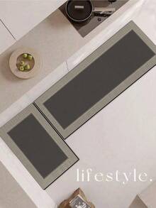 1pc Silicone Rubber Kitchen Floor Mat, High-End Color Block Gradient Pattern, Cushioned Anti-Fatigue Kitchen Rug, Absorbent, Non-Slip, Suitable For Kitchen, Bathroom, Entryway, Laundry Room, Minimalist Silicone Soft Rubber Mat