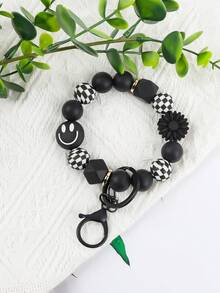 1pc Cute Daisy Plaid Beaded Keychain, Backpack Hanging Accessory, Key Anti-Loss Chain Wristlet, Gift For Friends Car Accessories Bag Charm School Goth Y2k Bag Lanyards With Id Holder Car Accessories Bag Charms - Multicolor - View 23