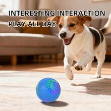 猫狗通用跳跳球，智能电动宠物玩具，USB充电，多种颜色可选，大型互动狗狗玩具，彩色条纹设计，经久耐用，USB充电，采用坚韧的热塑性橡胶制成，狗狗球形玩具，宠物玩具设计，可充电宠物玩具 - 彩色 - 查看 10
