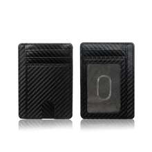 Cartera con bloqueo RFID para hombres, portadores de tarjetas de crédito, cuero, fibra de carbono, carteras minimalistas, estuche delgado para tarjetas inteligentes - Rojo - Ver 8