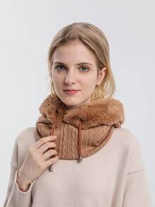 1件装女士滑雪保暖围脖和针织帽套装