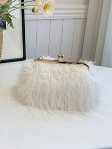 Bolso de mano de felpa para otoño/invierno, bolso de hombro/bandolera/de mano de moda con cadena para fiestas de noche