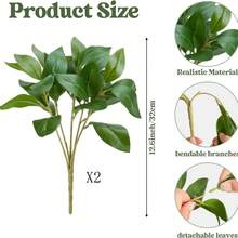 1/2/3/4片装，32厘米仿真桉树叶，仿桉树枝，适用于DIY墙面装饰、场景布置、客厅卧室花瓶插花、婚礼、派对装饰、桌面摆设。也适用于秋冬季装饰、家居、厨房、婚礼、餐桌、中心摆件、办公室、花园、户外装饰。 - 綠色 - 查看 10