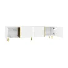 Modern High-Gloss White TV Cabinet And Coffee Table Set - White 3 - View 5