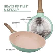 ABKOK 1pc/4pcs Aluminum Nonstick Cookware Set (Includes Frying Pan + Soup Pot + Silicone Spatula), Suitable For Stove, Easy To Clean, For Single Person Kitchen Use, Set And Individual Pots Can Be Purchased Separately