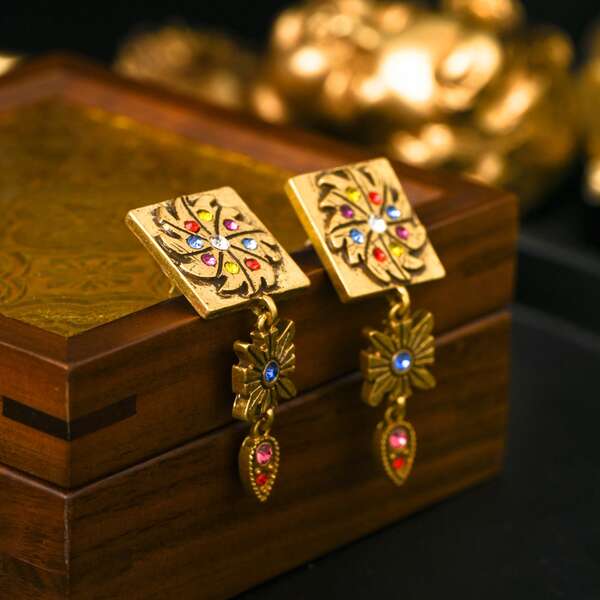 1 Pair Fashionable Bohemian Geometric Windmill Design Colorful Dangle Earrings, Suitable For Women's Daily, Summer, Holiday, Party, Jewelry Gift Accessories