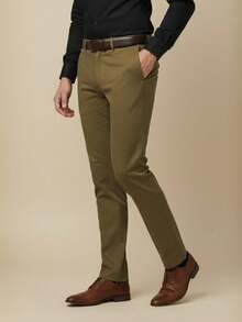 Men's Tailored Slim Fit Executive Dress Pants, Smart Casual Style, Oxford Polyester Fabric, Classic Formal, Lightweight And Refined - Xanh nâu - Xem 7