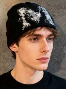 1pc These Men's Knit Beanies With Bold "M" Graphic Patterns Come In Multiple Colors, Offering A And Warm Design, Making Them Ideal Fashion-Forward Winter Headwear - Multicolor - View 3