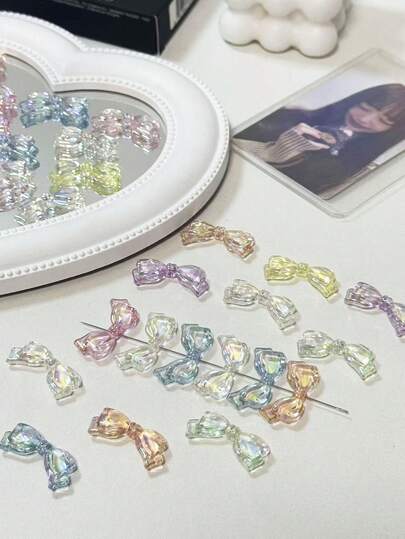 20x16mm Acrylic UV Coated Heart Wing Bow Beads, Handmade DIY Phone Charm, Hair Accessories