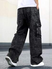 GINGTTO Quần dài thường ngày rộng rãi nhiều túi màu trơn cho nam, mặc hàng ngày - màu đen - Xem 3