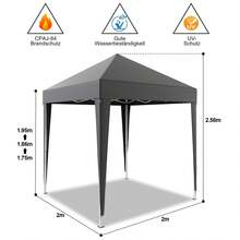 DEVOKO 2x2, 3x3 M Waterproof, Stable Folding Pavilion, Pop-Up Garden Pavilion, Party Tent, Beer Tent, Sunshade, Sun Canopy With Adjustable Height, Suitable For Festivals, Celebrations, Beaches, Patios, Available In Three Colors - 灰色 - 查看 8