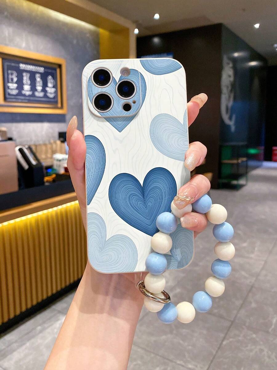 1 ốp lưng điện thoại TPU màu trắng họa tiết trái tim graffiti chống sốc và 1 vòng đeo tay màu xanh trắng thời trang đa năng sáng tạo bao phủ toàn diện, tương thích với iPhone 6s 7 8 Plus X XR XS 11 12 13 14 15 16 17 Pro Max Mini Plus Air / A14 A54 A56 A31 4G A23 / Tương thích với OPPO A98 / S24 S25 Ultra, phiên bản quốc tế, không phải phiên bản nội địa. - Nhiều màu - Xem 1