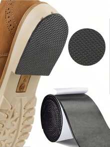 1 Roll Durable Shoe Repair Insole Self-Adhesive Anti-Slip Sole Protector For High Heels Sneakers Sandals - Rubber Shoe Sole Repair Solution, Heel Rescue, Noise Reduction Pads, Textured Non-Slip Shoe Bottom Grips, DIY Cut To Fit, Brown Look - Black - View 3