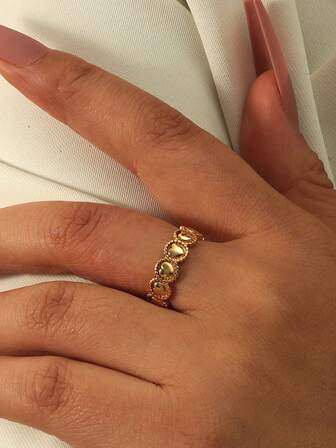 1pc Exquisite Cute Heart Rings For Women Men Opening Adjustable Gold Plated Finger Ring Stainless Steel Jewelry