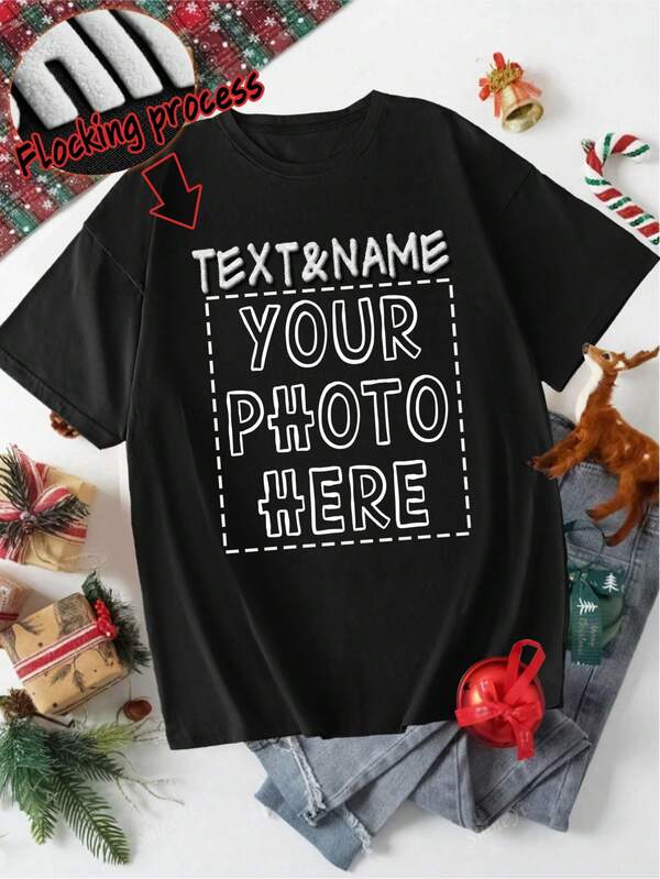 Customizable Unisex T-Shirt - Personalized Graphic Design, Machine Washable - Suitable For Work Teams, Dance Groups, Couples, And Best Friends With Double-Sided Design