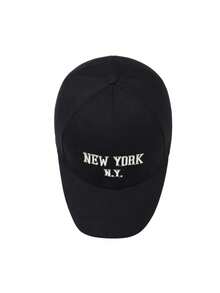 1pc Baseball Cap, High-Density Polyester Fiber Material, Available In Classic Beige And Navy Blue Solid Colors. Minimalist Luxury Style, 6-Panel Curved Brim, With 3D Embossed Texture, Sweat-Absorbing Headband, Metal Buckle Adjustable Head Circumference, Sun Protection And Windproof, Suitable For Commuting, Travel, Daily Wear, All Seasons - Multicolor - View 5