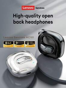 Auriculares Bluetooth minimalistas Lenovo AC101, estilo colgante de oreja abierta, OWS no intrusivo, larga duración de la batería, controlador grande, música de alta calidad, baja latencia, adecuado para juegos, correr, deportes, uso rotativo y cómodo, compatible con teléfonos inteligentes y computadoras - Negro - Ver 4