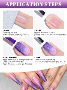 VOKY 6pcs Temperature Changing Nail Gel Polish Set, Formaldehyde & Lead-Free, UV/LED Cured, Nail Art Decoration, Suitable For Women's DIY At Home Or Use In Nail Salons Nails - Multicolor - View 8