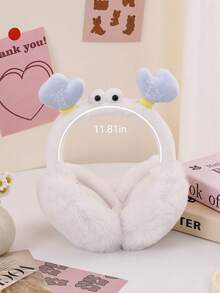 女士冬季耳罩，可爱螃蟹造型，防风防冻，柔软毛绒可折叠耳套，时尚创意设计，冬季热门白色耳罩单品 - 彩色 - 查看 9