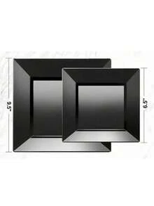 25pcs/Set Black Square Ceramic Plates, 6.5"/9.5", Elegant & Cute, Reusable & Easy To Clean. Suitable For Weddings, Birthday Parties, Family Gatherings, Outdoor Events. Multipurpose Plates For Schools, Back To School, Campus Parties, Restaurants, Kitchens, And Christmas Dinners. Great Gift For Friends, Family, And Elders. - Multicolor - View 4