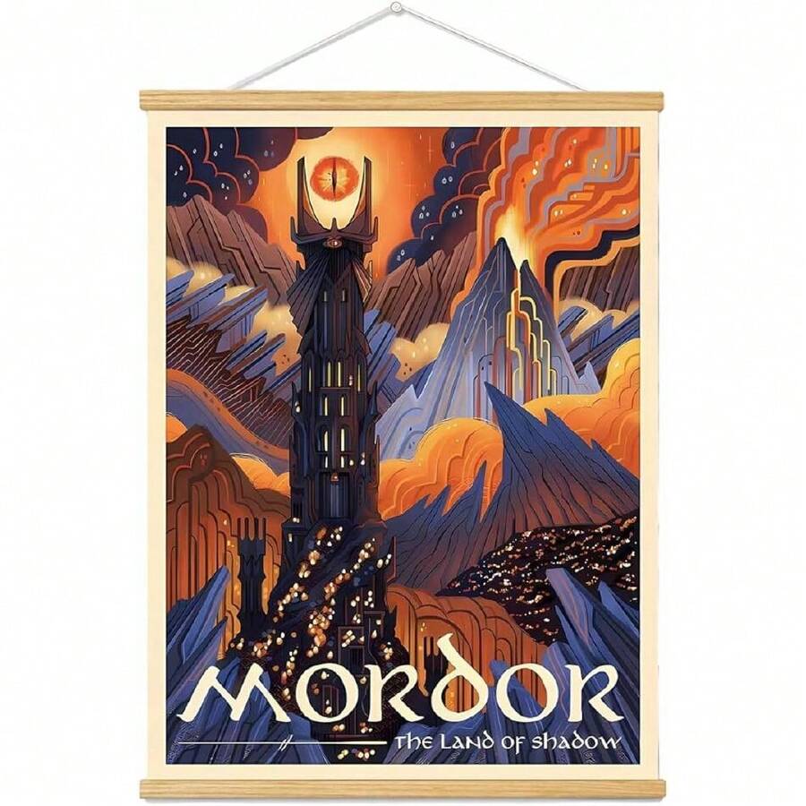 Middle Earth Landscape Wall Art Prints Canvas PaintingFantasy Posters, Wall Pictures, For Travel Gift, Canvas Art With Frames, For Office Home Dr Bedroom Living Room Wall Dr.,27270327 - Xanh đậm - Xem 1