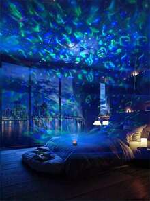 مصباح إسقاط موجات المياء بتشغيل USB، 7 ألوان دوارة، بريموت كنترول، غير قابل للشحن، هدية لحفلات الأعياد والميلاد والكريسماس