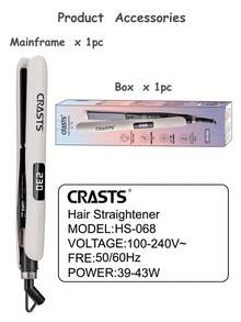 CRASTS 二合一直发卷发造型器，带显示屏，沙龙及家用两用直发器，适合度假使用 - 查看 5