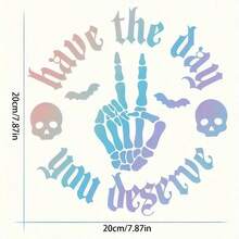 1pc Cool Multi-Color Skeleton Hand Car Window Sticker, With A Visually Striking Skeleton Hand Design As The Core, Breaking The Monotony Of Traditional Car Stickers, While Also Showcasing A Unique Aesthetic Attitude. It Also Has Practical Advantages Such As Waterproof, Weatherproof, And Easy Installation, Allowing Your Car To Stand Out Effortlessly In Traffic. - Multicolor - View 3