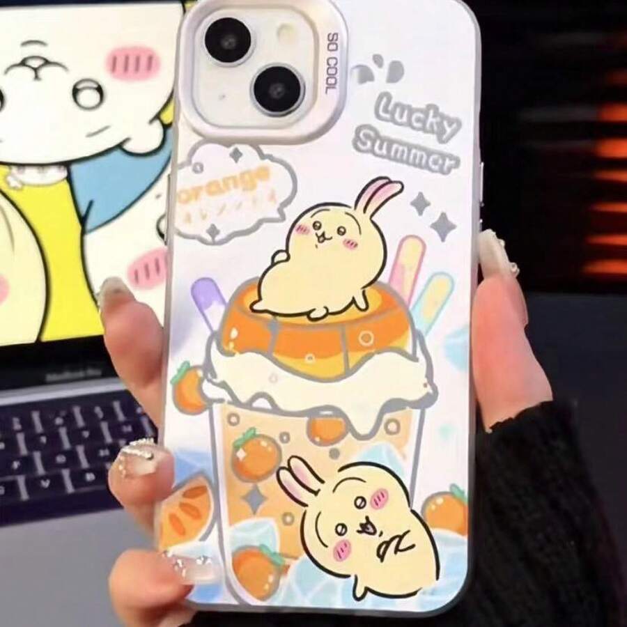 Funda de Teléfono Soda Ji Yi Xia Ba Apple 15 Pro Max Color Plata 14/13/12 Creativa Linda Carcasa Dura a Prueba de Golpes - Plateado - Ver 1