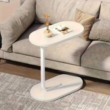 Oval Side Table, Desk And Laptop Table, A Movable Side Table, Suitable For Home And Office Scenes, Coffee Table And Bedside Sofa Side Table, Small And Light, Multi-Color Optional - trắng - Xem 5