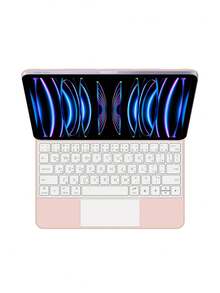 阿拉伯语键盘保护套适用于 iPad Pro 11 英寸 3 代 2 代 12.9 英寸 6 代 2018-2022 Air 5 代 4 代 10.9 英寸第 10 代磁性智能保护套平板电脑妙控键盘保护套触控板背光无线粉色 - 粉紅色-阿拉伯語 - 查看 4