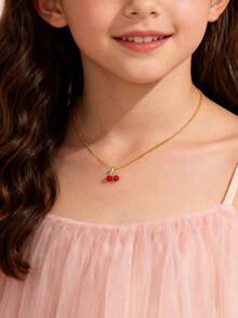 Artepollo 1pc 925 Silver Hypoallergenic Cherry Pendant Necklace, 2 Colors Available, Cute & Elegant, Gift Box Packaging, Gift For Kids, Friends, Back To School, Christmas, New Year - Cherry - View 7