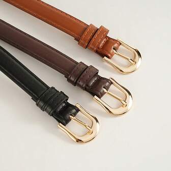 1条女士PU皮腰带，细款，适合搭配裤装，适合女士日常穿着，圣诞节适用