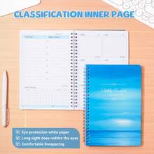 1 Stück undatierter Planer Notizbuch, 54 Seiten Wochen-/Tagesplaner, Zeitmanagement Datingplaner, wasserfester Einband zum reibungslosen Schreiben, Planer für das neue Jahr 2026, Weihnachtsgeschenk für Freunde und Familie - mehrfarbig - Übersicht 14